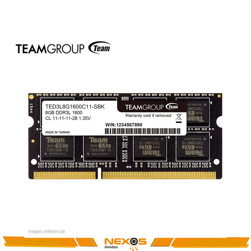 MEMORIA RAM TEAMGROUP 8GB, DDR3L, SODIMM, 1600MHZ, CL11-11-11-28, 1.35V