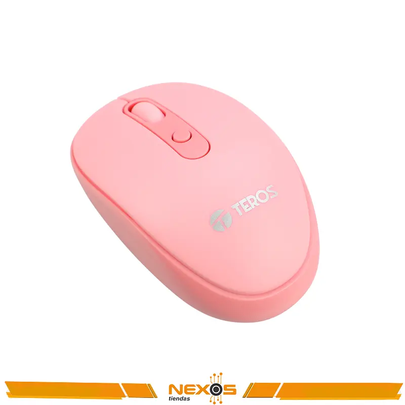 MOUSE ÓPTICO INALÁMBRICO TEROS TE-5075R, COLOR ROSADO, 1600 DPI, USB.