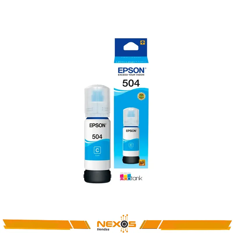 TINTA EPSON 504 T504220-AL, COLOR CIAN, CONTENIDO 70ML.