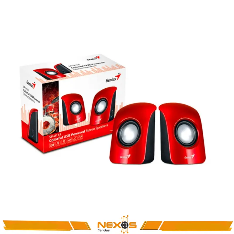 PARLANTE GENIUS SP-U115 1.5W ESTÉREO USB MULTICOLOR ROJO