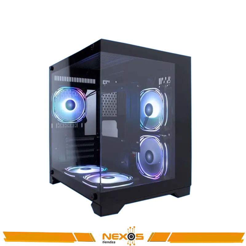CASE 1STPLAYER MV5-T SIN FUENTE, CON 2 PANEL VIDRIO LATERALES, 3 VENTILADORES ARGB, COLOR NEGRO
