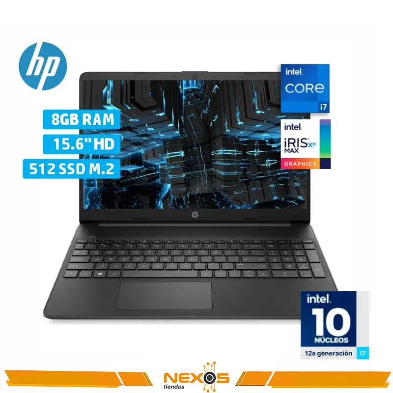 LAPTOP HP 15-DY5011LA INTEL CORE I7-1255U RAM 8GB DDR4 2400MHz SSD 512GB NVMe Intel Iris X 15,6" HD(1366X768) PLOMO OSCURO