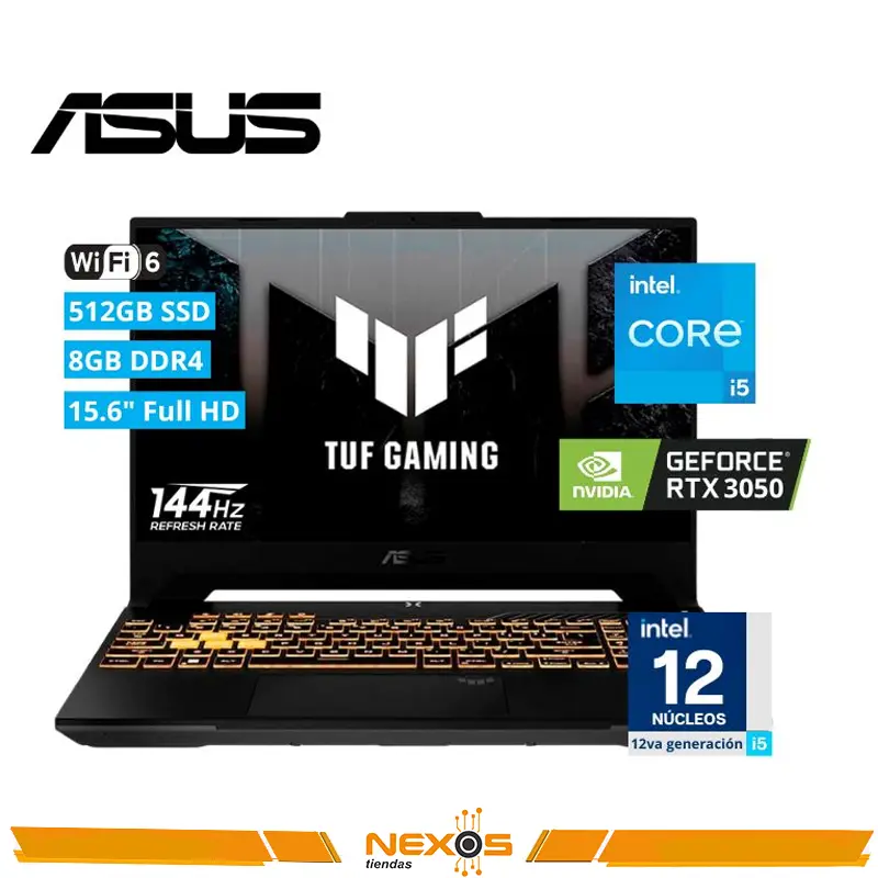 LAPTOP ASUS TUF FX507ZC4-HN005 i5 12500H 2.5 / 4.5 GHZ 8GB DDR4-3200 SODIMM 512GB SSD M.2, RTX 3050 4GB 15.6" FHD IPS