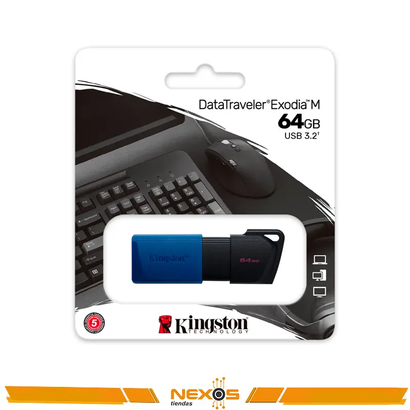 MEMORIA USB KINGSTON 64GB DATATRAVELER EXODIA USB 3.2 NEGRO/AZUL