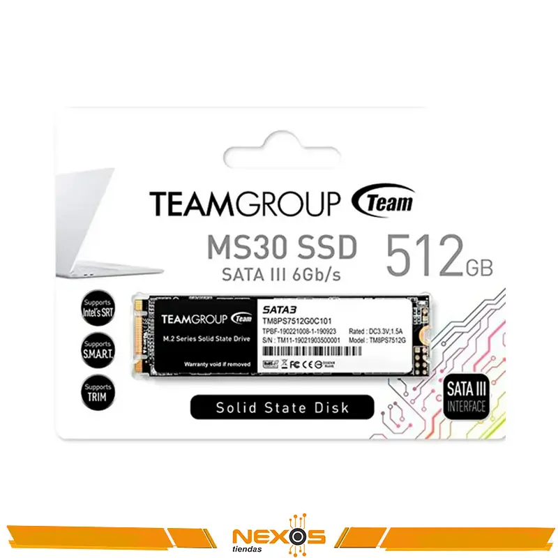 UNIDAD SOLIDA TEAMGROUP 512GB MS30 M.2 2280 SATA III 6GB/S