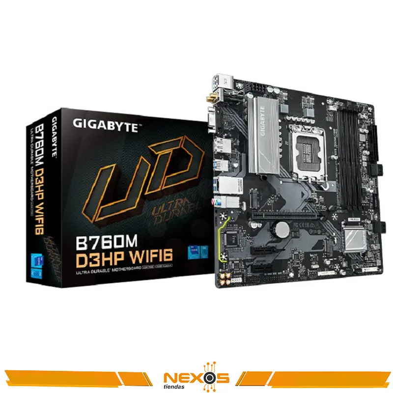 PLACA MADRE GIGABYTE B760M D3HP WIFI6, DDR5, LGA 1700, DDR5, HDMI DP, BLUETOOTH, MICRO ATX 