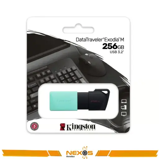 [1111111843] MEMORIA USB KINGSTON 256GB DATATRAVELER EXODIA M USB 3.2 GEN 1, AZUL 